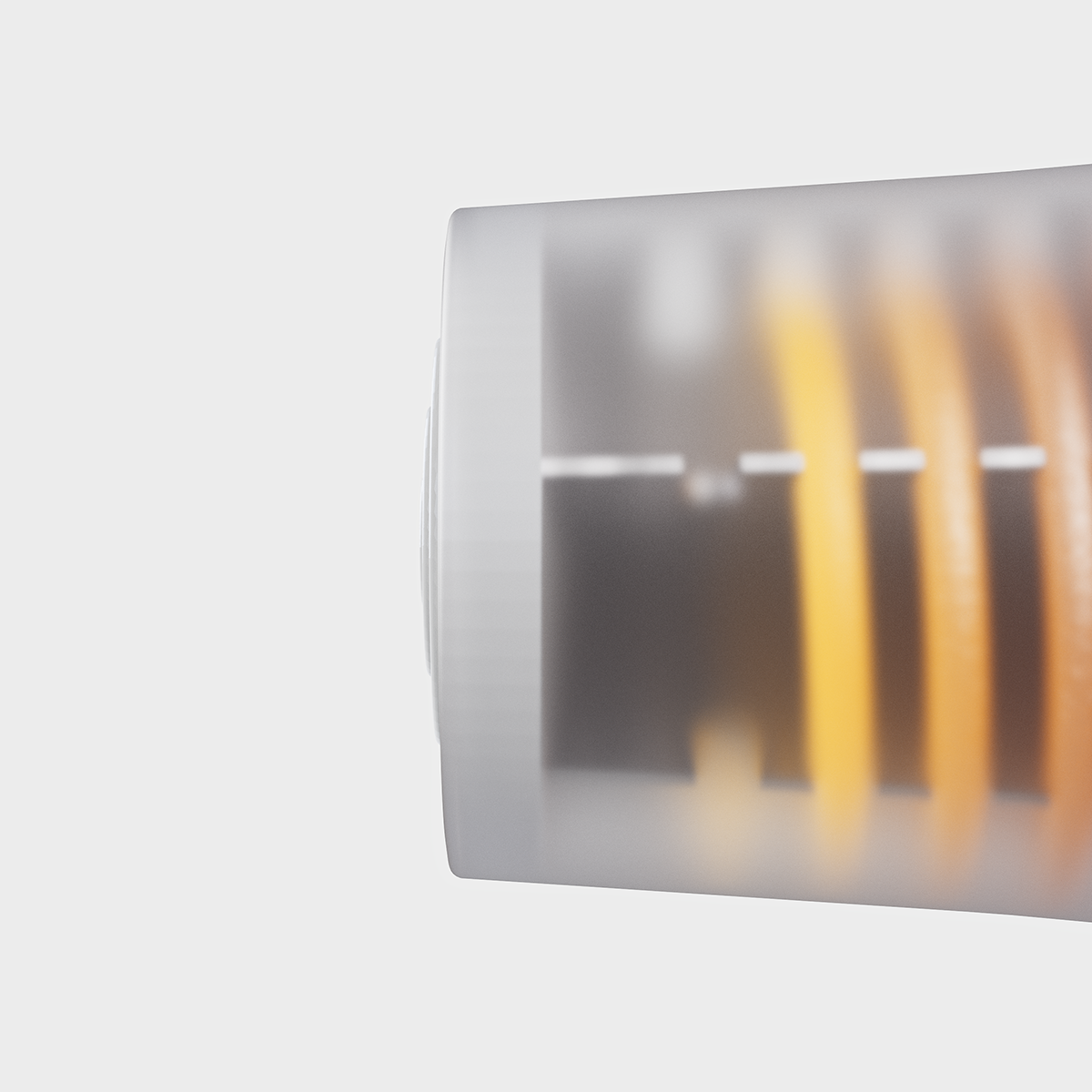 Rendering of a translucent hairdryer, close-up