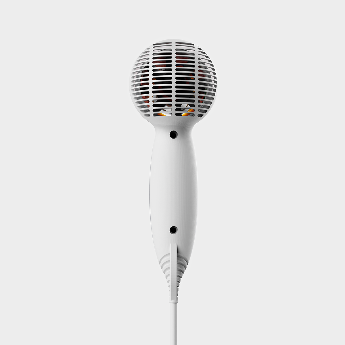 Rendering of a translucent hairdryer, backside